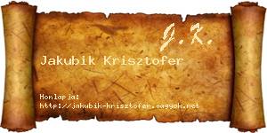 Jakubik Krisztofer névjegykártya